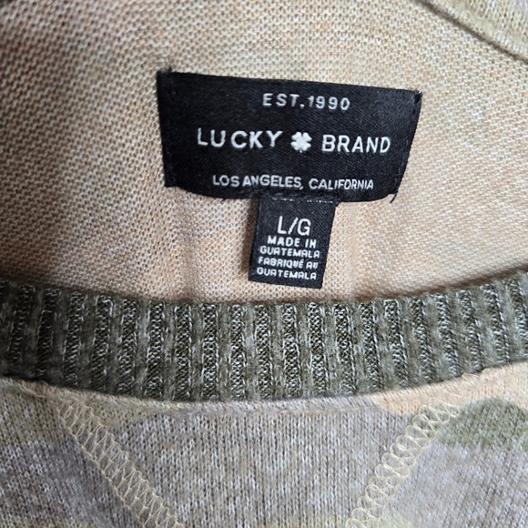 Lucky Brand Womens Camouflage Crewneck Long Sleeve Sweatshirt Top L - Picture 3 of 4